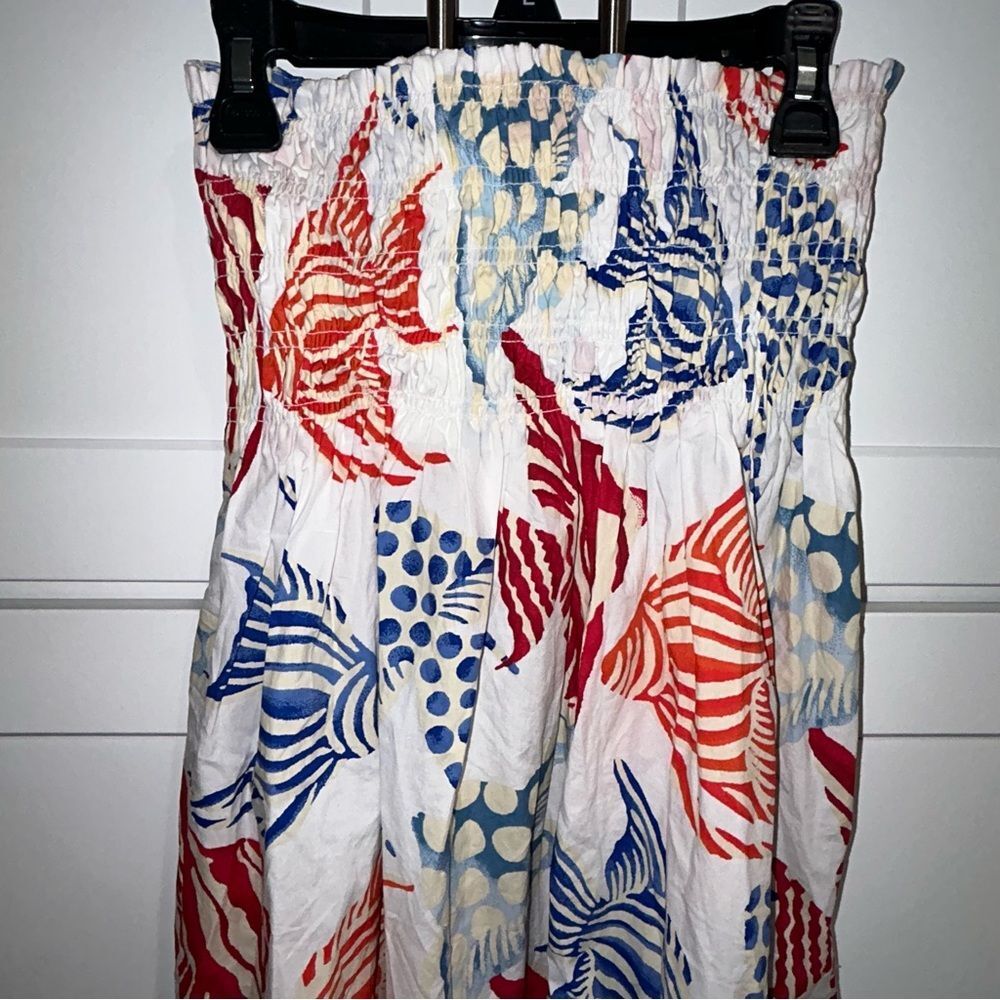 LOFT Angel Fish Print Smocked Skirt - Picture 3 of 11
